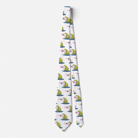 Cravate Drôle dessin animé de grenouille et mouche (Devant)