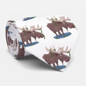 Cravate Drôle dessin animé d'orignal heureux (Roulé)