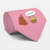 Cravate Drôle Joyeux lapin de Pâques lapin Baby Chicks ros (Roulé)