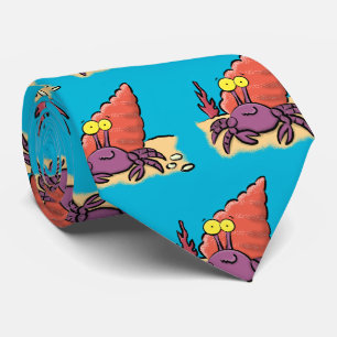 Cravate Drôle mignon caricature pourpre crabe ermite