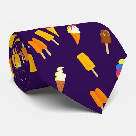 Cravate Drôle mignon crème glacée cône Motif Nourriture es (Roulé)