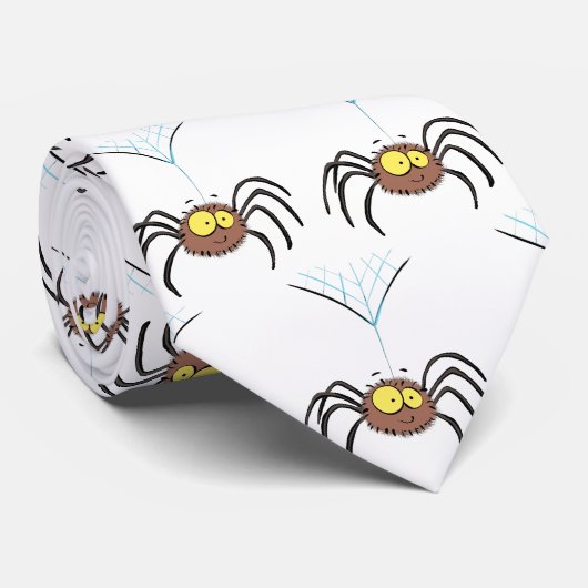 Cravate Drôle mignon dessin animé d'araignée moelleuse (Roulé)