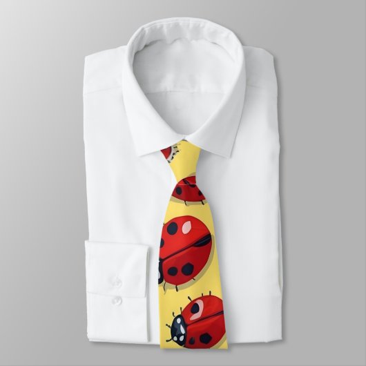 Cravate Drôle Motif rouge et jaune Ladybug (Attaché)