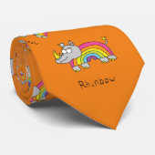 Cravate Drôle Rhino Rainbow Cute Kids Cartoon (Roulé)