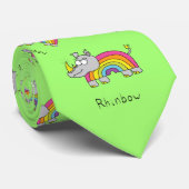 Cravate Drôle Rhino Rainbow Cute Kids Cartoon (Roulé)