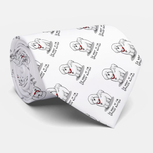 Cravate Drôle Tourbé Bichon Frise Chien - mignon (Roulé)