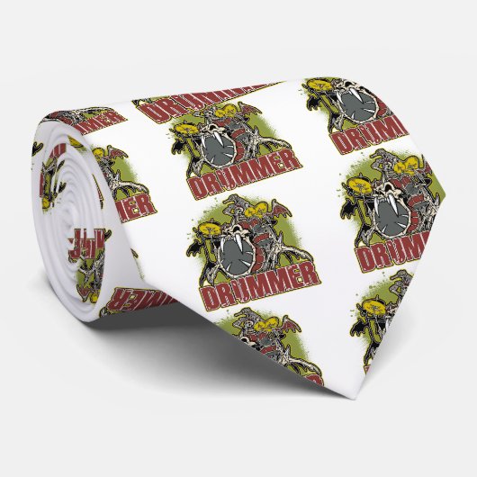 Cravate Drummer Rock Skeleton (Roulé)