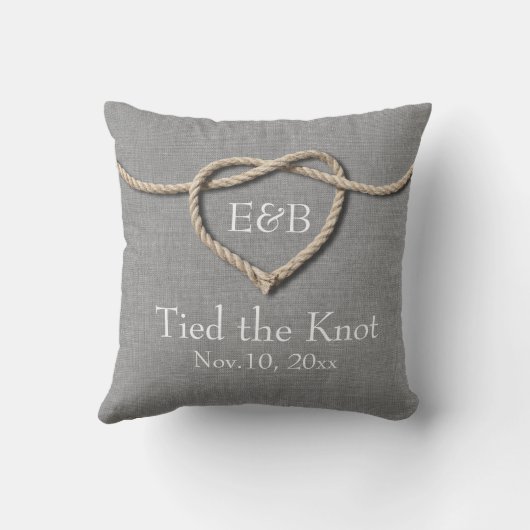 Cravate du Coussin Mariage Knot Grey Burlap (Verso)