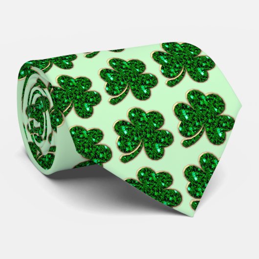 Cravate du jour de St Patrick vert de shamrock (Roulé)