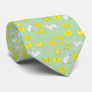 Cravate du Lapin de Pâques avec Papillons Jaunes