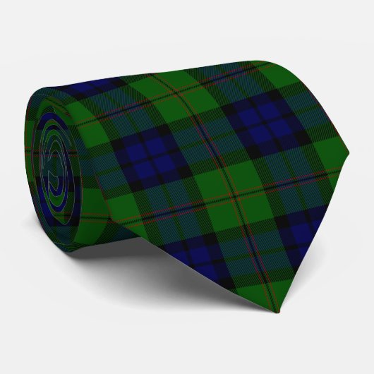 Cravate Dundas tartan bleu vert plaid (Roulé)