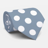 Cravate Dusty Blue and White Polka Dot Wedding Tie (Roulé)