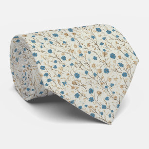 Cravate Dusty Blue & Gold Rustic Fleur sauvage Mariage