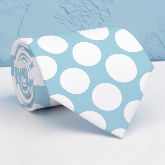 Cravate Dusty Blue Jumbo Polka Dots Custom Necktie