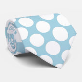 Cravate Dusty Blue Jumbo Polka Dots Custom Necktie (Roulé)
