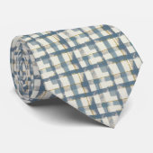 Cravate Dusty Blue Plaid Pattern Necktie Tie (Roulé)