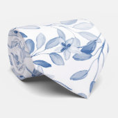 Cravate Dusty Blue Watercolor Eucalyptus Floral (Roulé)