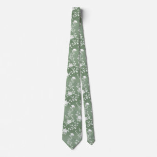 Cravate Dusty Sage Floral Vert Fleur Motif