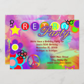 Cravate-Dye Retro invitation fête d'anniversaire (Devant / Derrière)