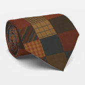 Cravate Earth Tone Patchwork Plaid Necktie  (Roulé)