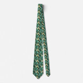 Cravate Earthy Green Art Deco Fan Pattern (4) (Devant)