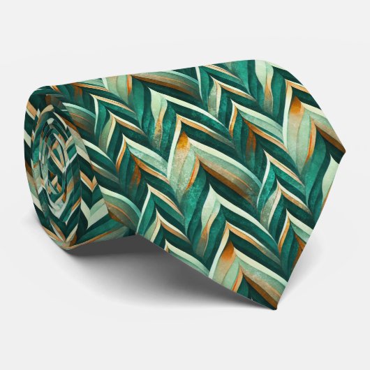Cravate Earthy Green Art Deco Fan Pattern (4) (Roulé)