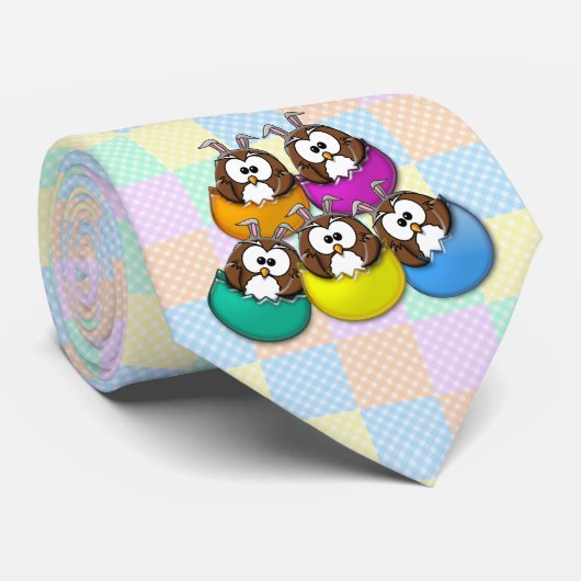 Cravate Easter owl - rainbow (Roulé)