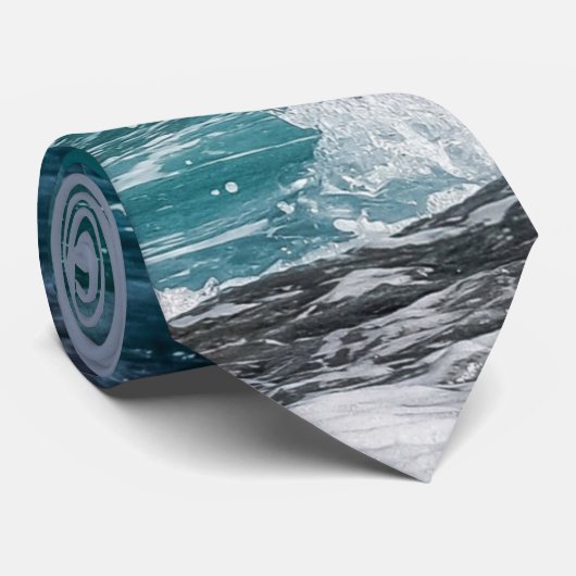 Cravate Eau bleue Vagues océaniques (Roulé)