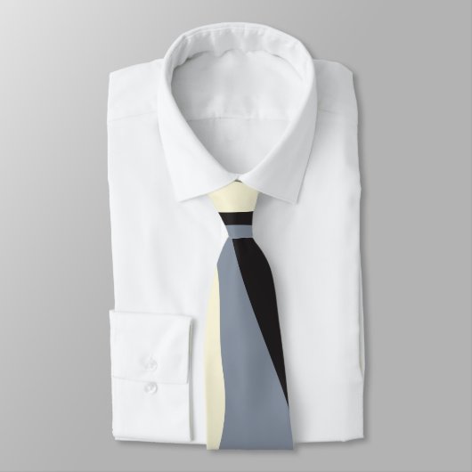 Cravate Ebb et flux 4 en noir, gris et crème (Attaché)