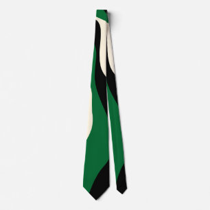 Cravate Ebb et flux 4 en vert, crème et noir