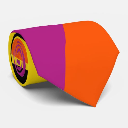 Cravate Ebb et flux 4 - Noir, rose, orange et jaune (Roulé)