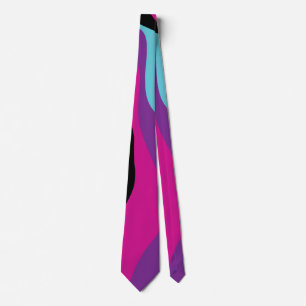 Cravate Ebb et flux 4 - rose, pourpre, bleu et noir