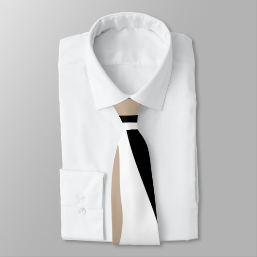 Cravate Ebb et flux 4 - Taupe, noir et blanc (Attaché)