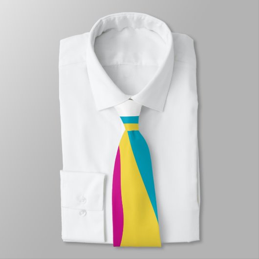 Cravate Ebb et flux 4 - Turquoise, Jaune, Rose et Blanc (Attaché)