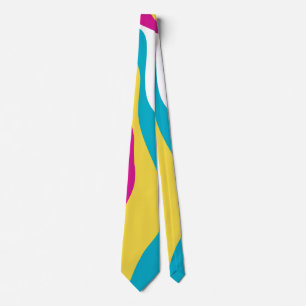 Cravate Ebb et flux 4 - Turquoise, Jaune, Rose et Blanc