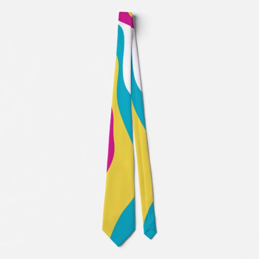 Cravate Ebb et flux 4 - Turquoise, Jaune, Rose et Blanc (Devant)
