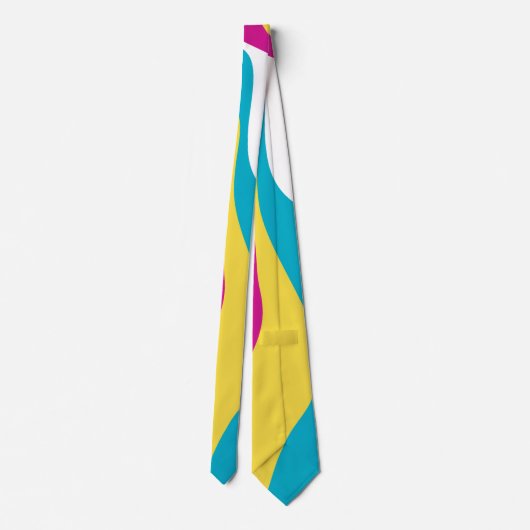 Cravate Ebb et flux 4 - Turquoise, Jaune, Rose et Blanc (Dos)
