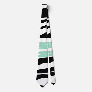 Cravate Ebb et flux - Mint vert, blanc et noir
