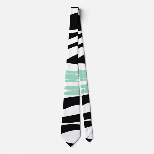 Cravate Ebb et flux - Mint vert, blanc et noir (Devant)