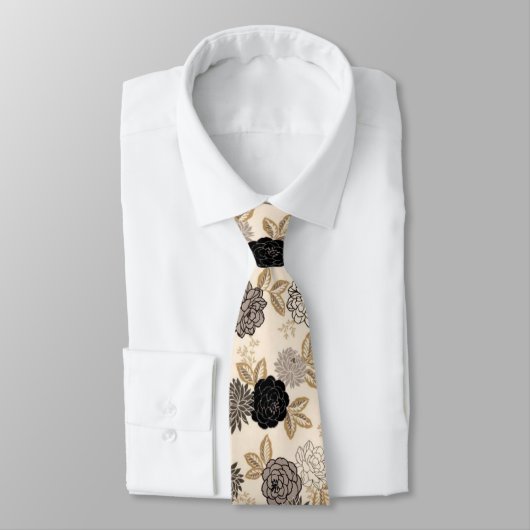 Cravate Ebon Fleurs (Attaché)