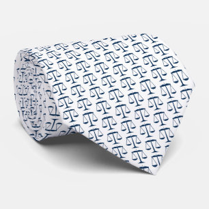 Cravate Écaille de justice bleu marine foncé sur blanc