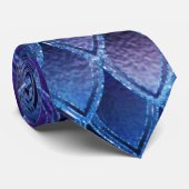 Cravate Écales de dragon Bleu & Argent Pailletées (Roulé)