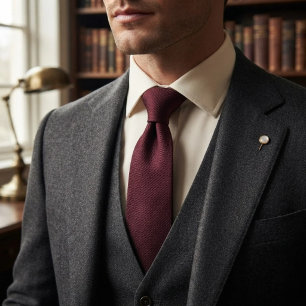 Cravate Écharpe en twill tissée de luxe bordeaux sang de b