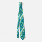 Cravate Écharpe géométrique rayée sarcelle double face (Dos)