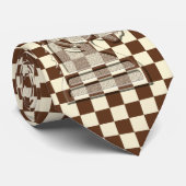 Cravate Échecs #1 Brun-Beige (Roulé)