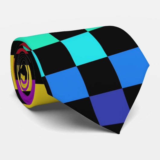 Cravate Échecs d'arc-en-ciel (Roulé)