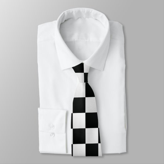 Cravate Échecs d'impression de crocodile noir et blanc (Attaché)