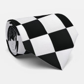 Cravate Échecs d'impression de crocodile noir et blanc (Roulé)