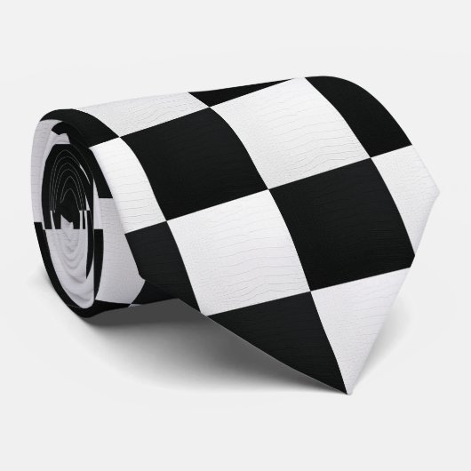 Cravate Échecs d'impression de crocodile noir et blanc (Roulé)