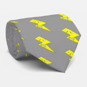 Cravate Éclair en colère. Jaune sur Grey. (Roulé)